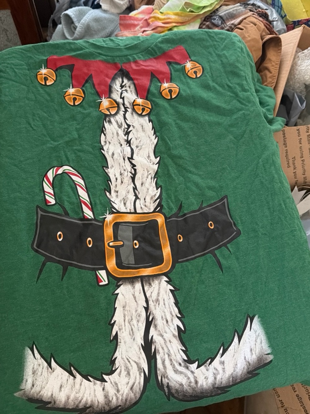 Holiday Time Green Crewneck Tee with Printed Label